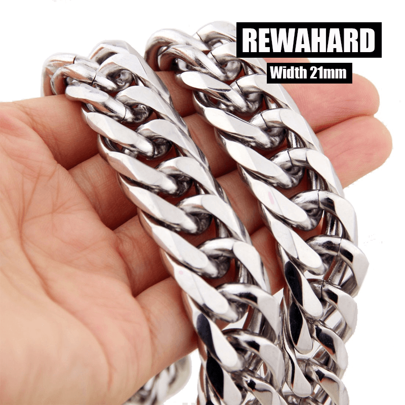 Rewahard - 21mm Super Wide Stainless-Steel Cuban Chains SLIVER