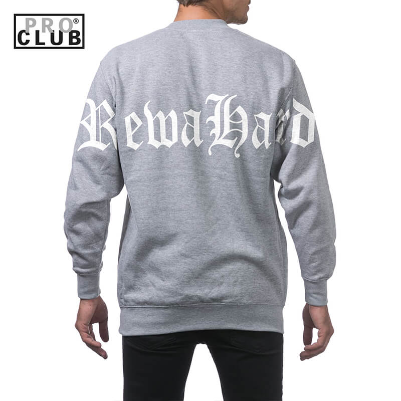 REWAHARD BACK SHOULDER OLD ENGLISH Pro Club Heavyweight Pullover Sweater (13oz)