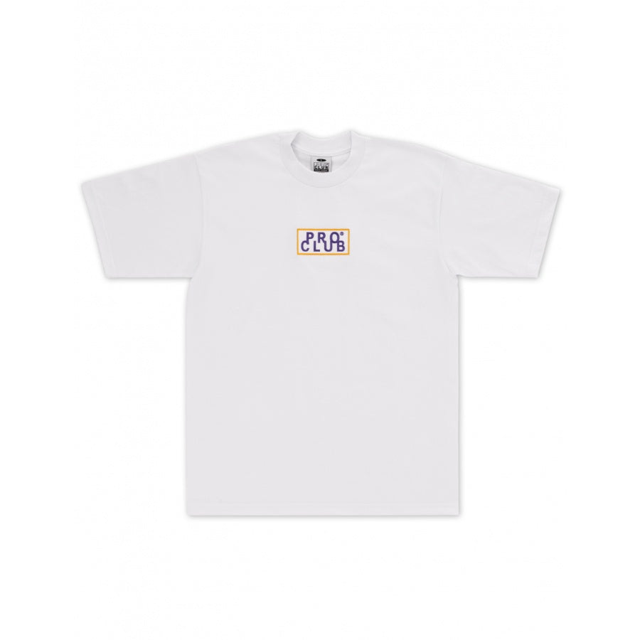 Pro Club Heavyweight Short Sleeve Embroidered Box Logo Tee - White/Purple/Gold