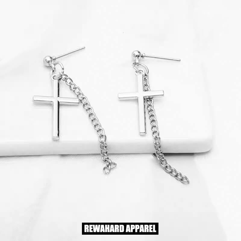 Metal Surgical Steel Thin Cross Earrings