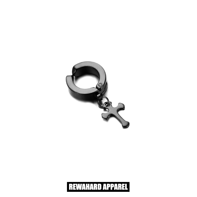 Coated Metal Surgical Steel Cross Huggie Earrings