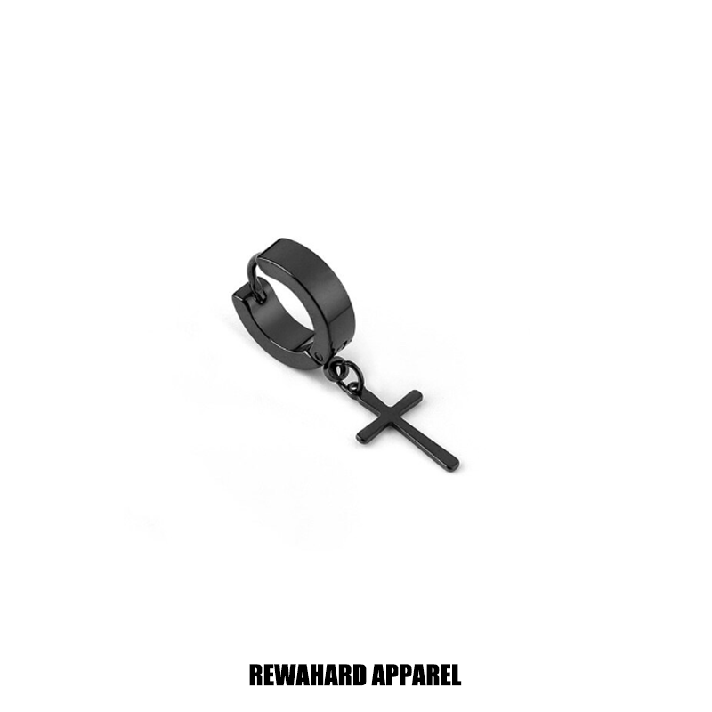 Coated Metal Surgical Steel Thin Cross Earring