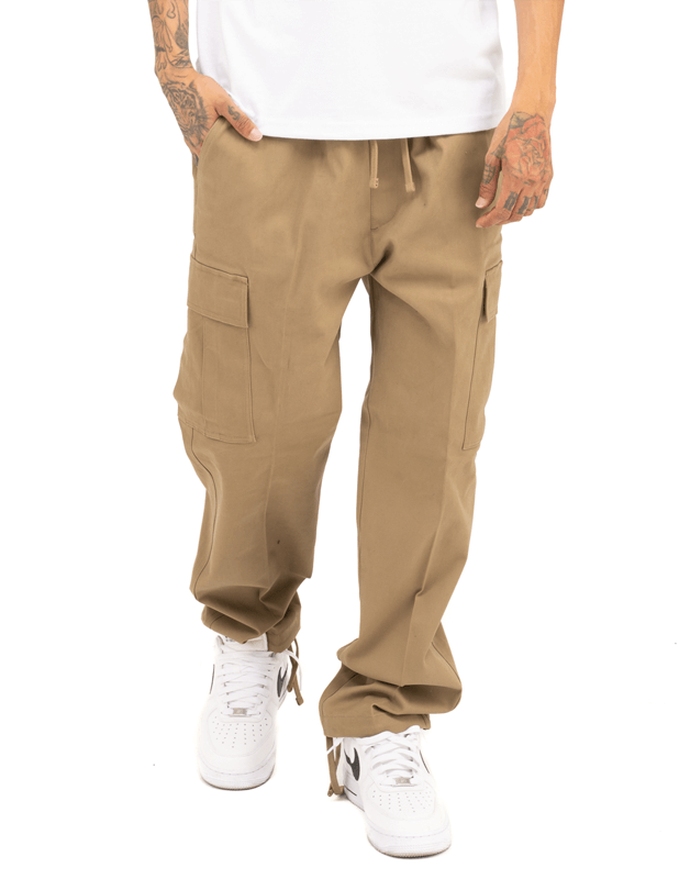 Pro Club Men's Heavyweight Stretch Twill Cargo Lounge Pant - Khaki