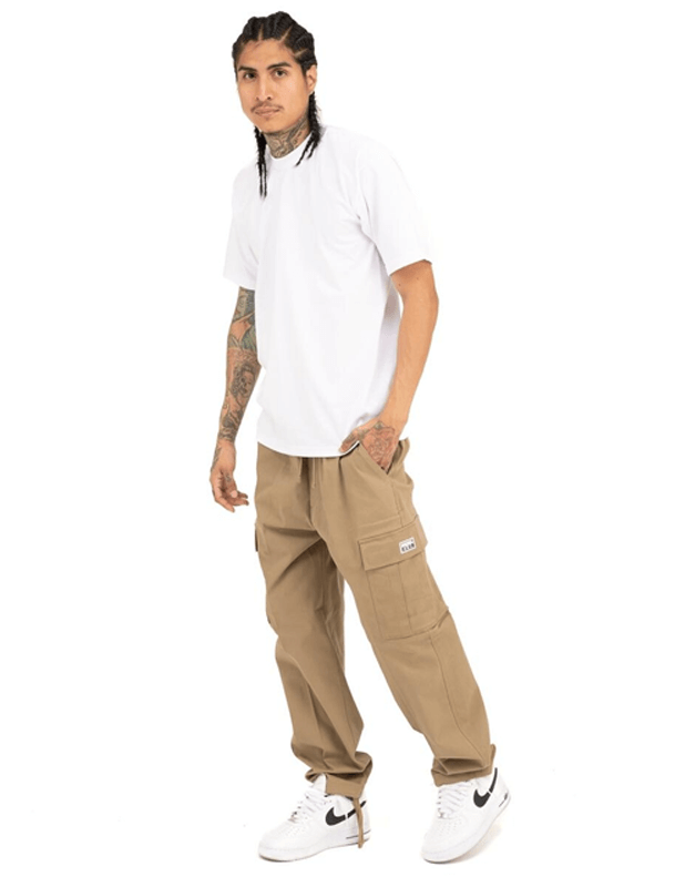 Pro Club Men's Heavyweight Stretch Twill Cargo Lounge Pant - Khaki