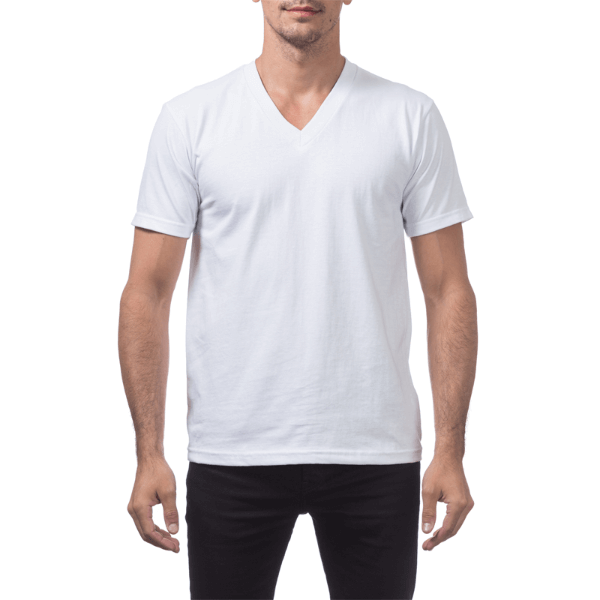 Pro Club Men's Heavyweight V-neck Tee - WHITE