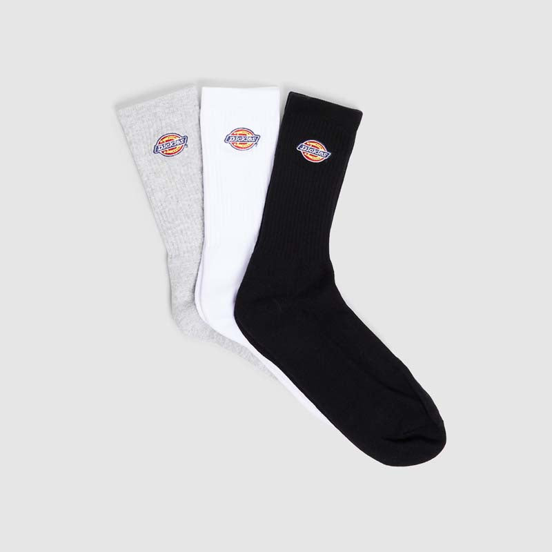 Dickies Rockwood 3 Pack Socks Black/White/Gray - Size 6-12