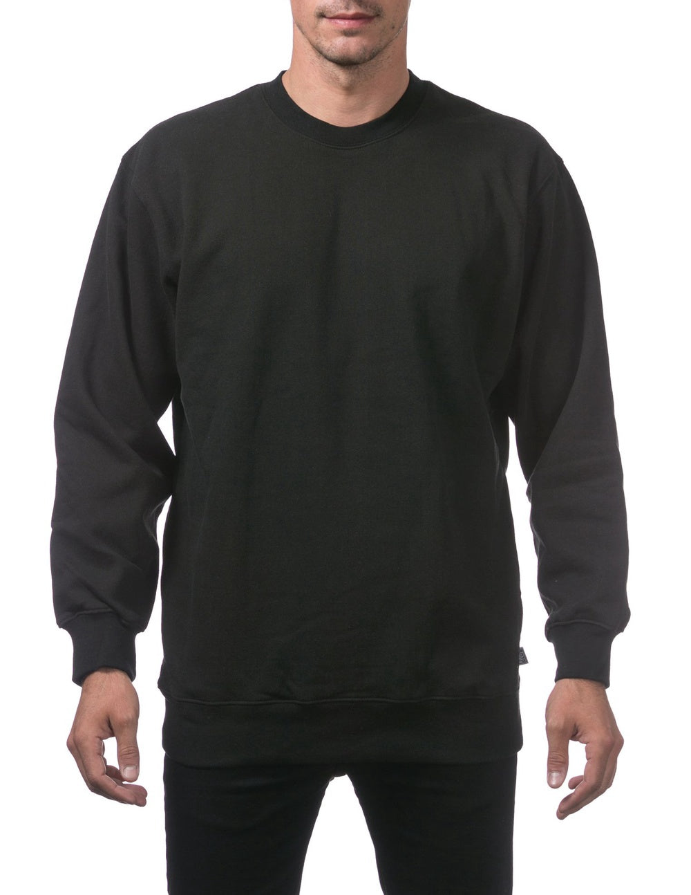 Pro Club Heavyweight Crew Neck Fleece Pullover Sweater (13oz) - BLACK