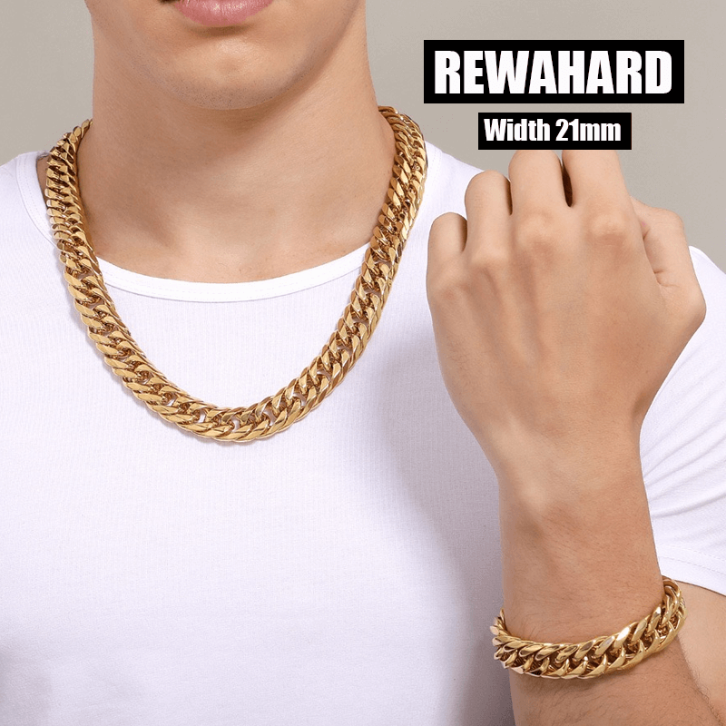 Rewahard - 21mm Super Wide Stainless-Steel Cuban Chains SLIVER
