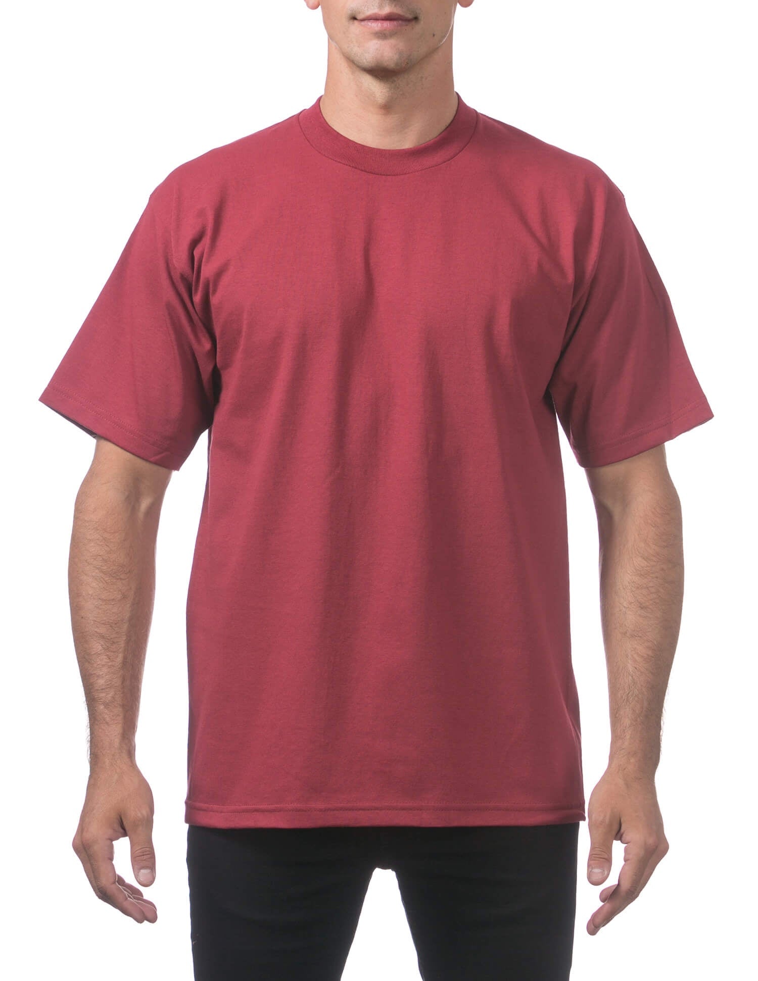 Pro Club Men's Heavyweight Short Sleeve Tee - BURGUNDY