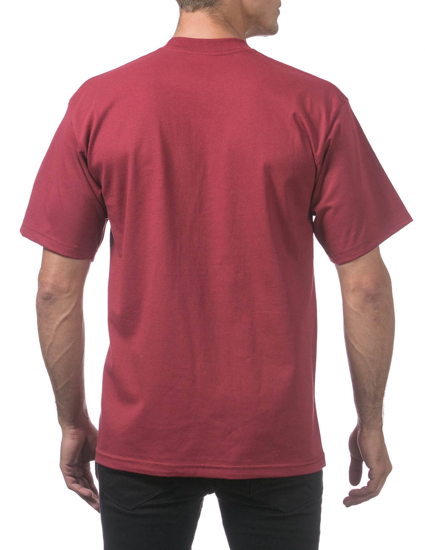 Pro Club Men's Heavyweight Short Sleeve Tee - BURGUNDY
