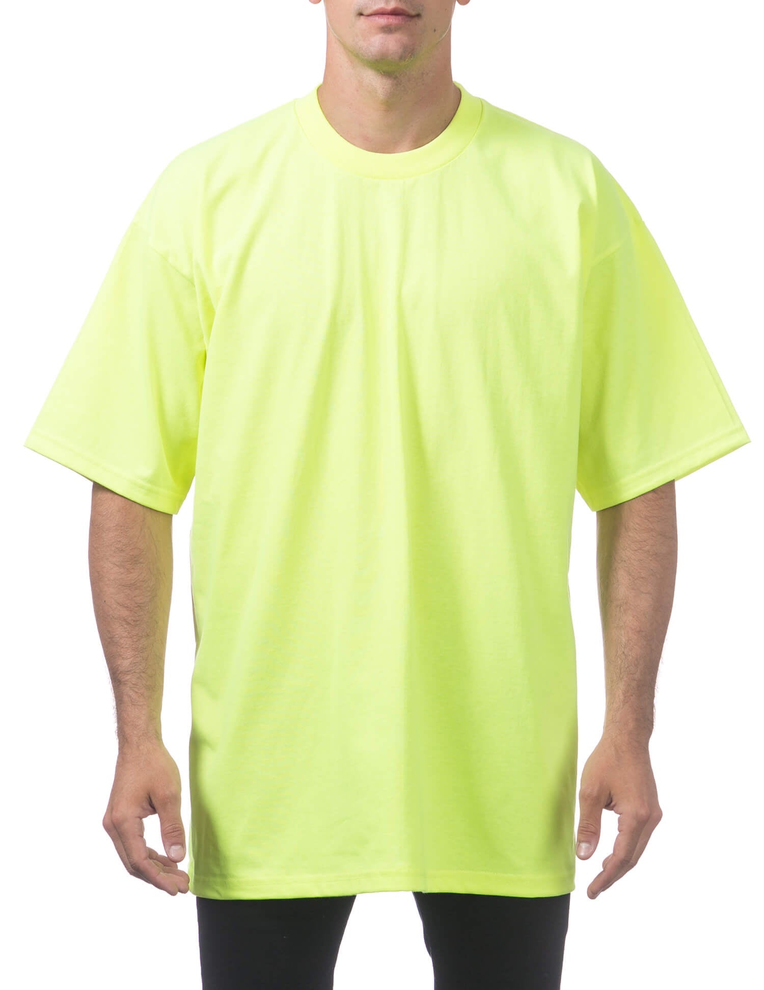 Pro Club Men's Heavyweight Short Sleeve Tee - SAFETY GREEN
