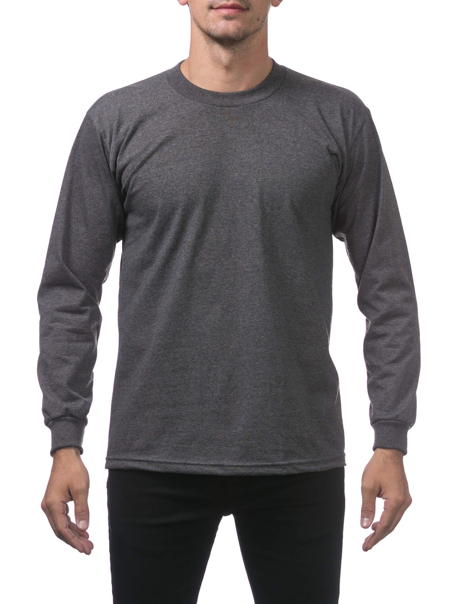 Pro Club Heavyweight Cotton Long Sleeve Crew Neck - CHARCOAL