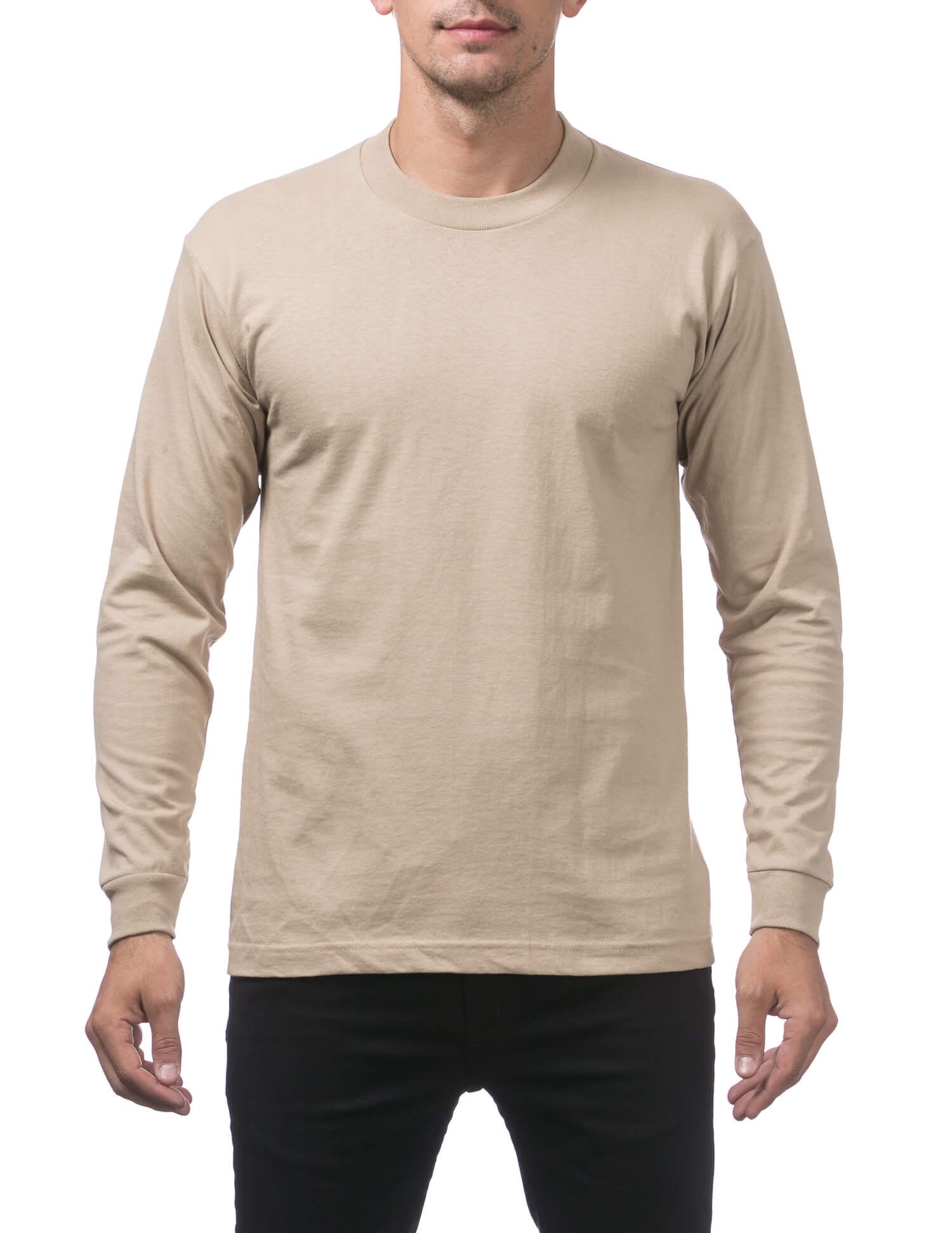 Pro Club Heavyweight Cotton Long Sleeve Crew Neck - KHAKI