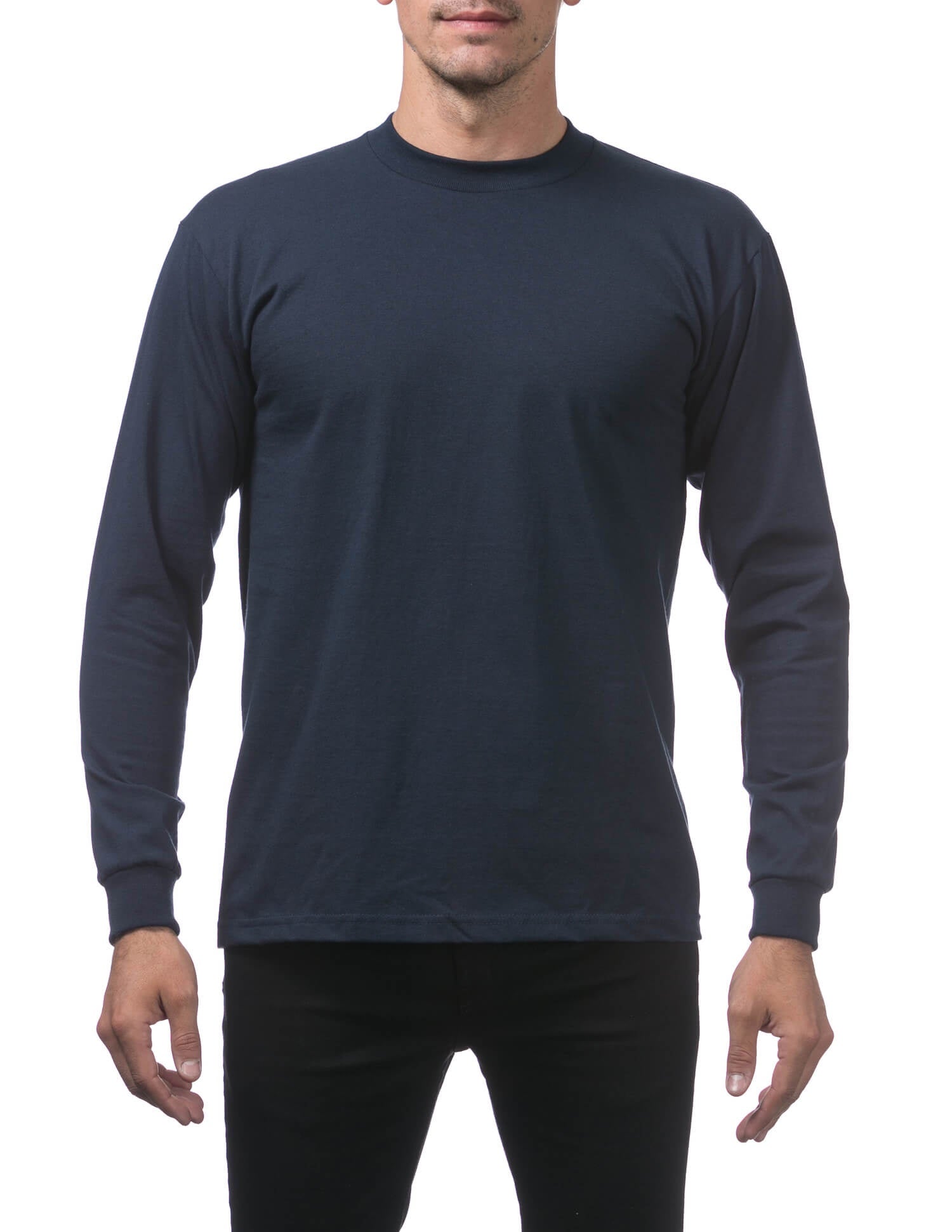 Pro Club Heavyweight Cotton Long Sleeve Crew Neck - NAVY