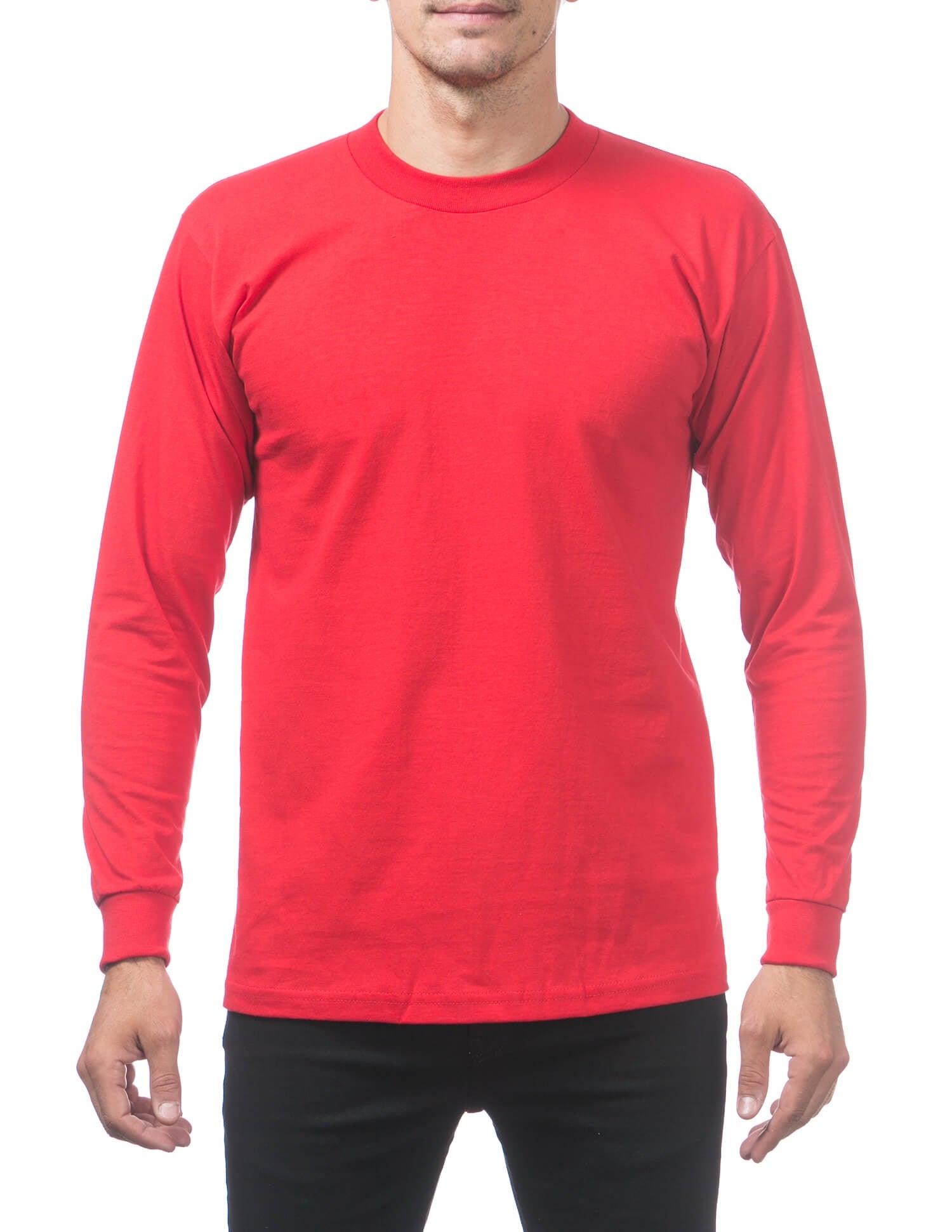 Pro Club Heavyweight Cotton Long Sleeve Crew Neck - RED