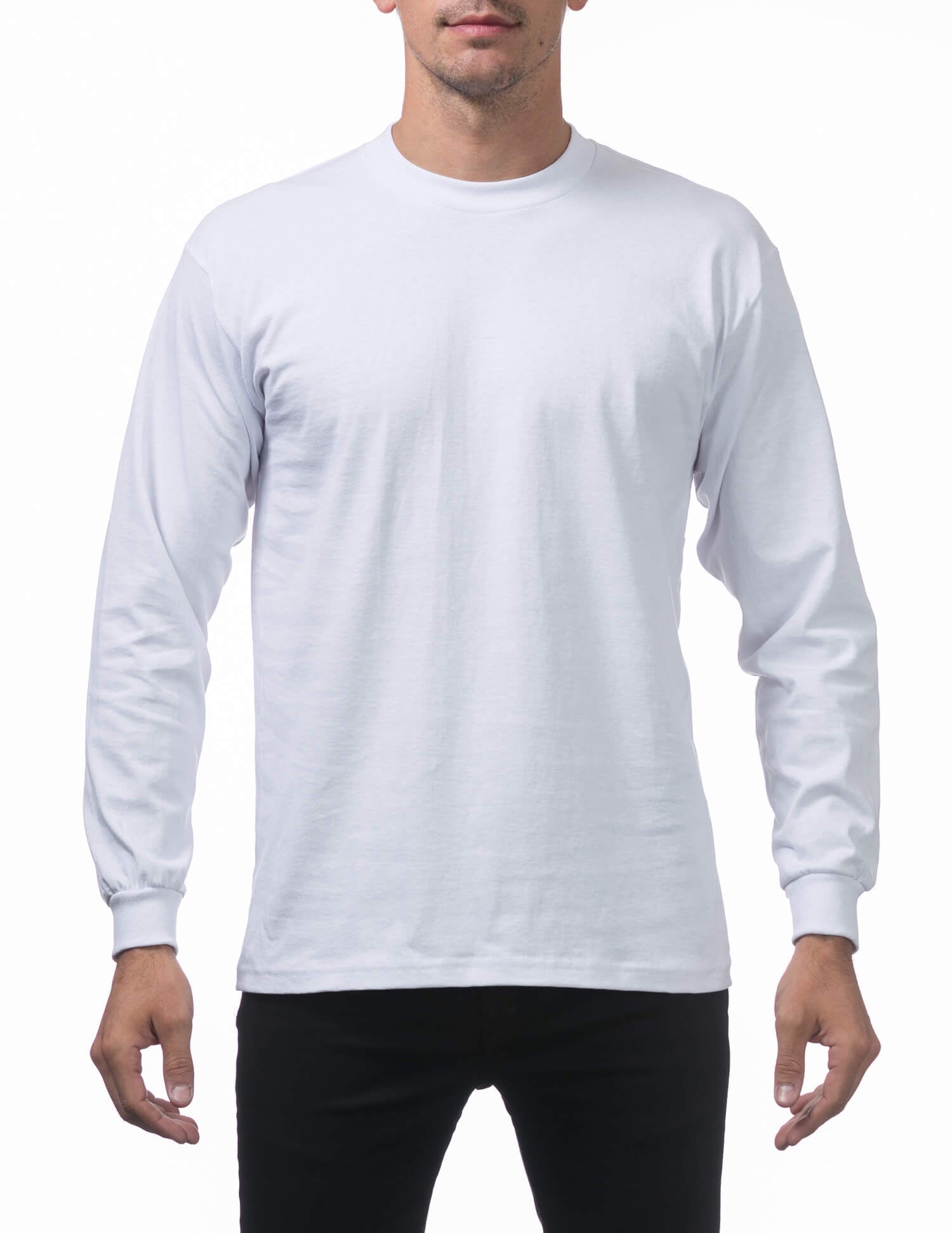 Pro Club Heavyweight Cotton Long Sleeve Crew Neck - WHITE