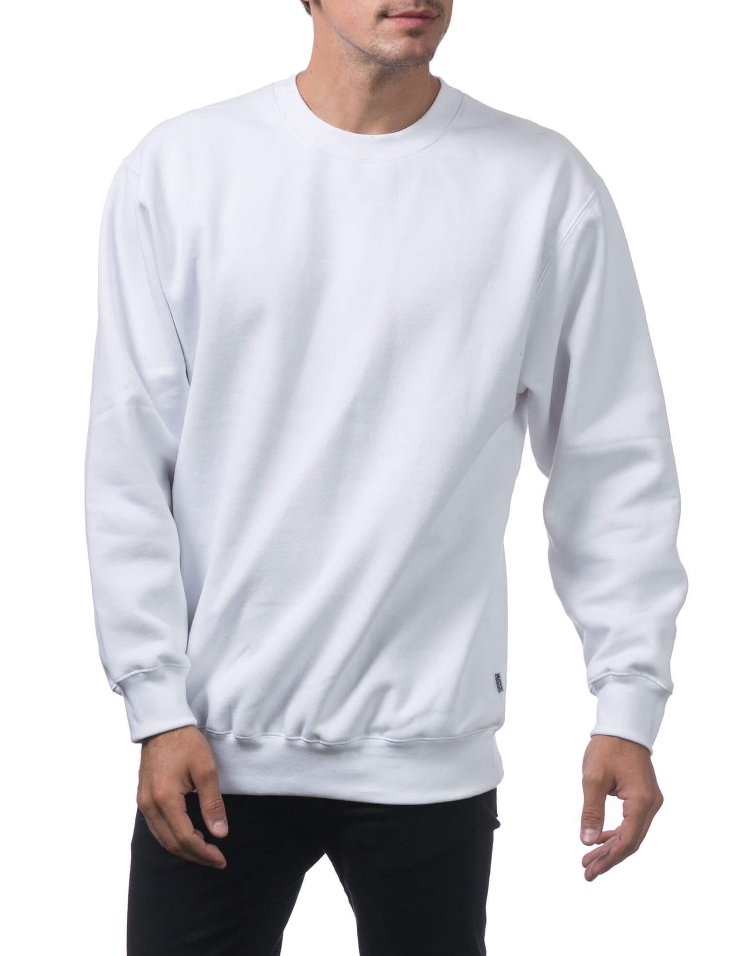Pro Club Heavyweight Crew Neck Fleece Pullover Sweater (13oz) - WHITE