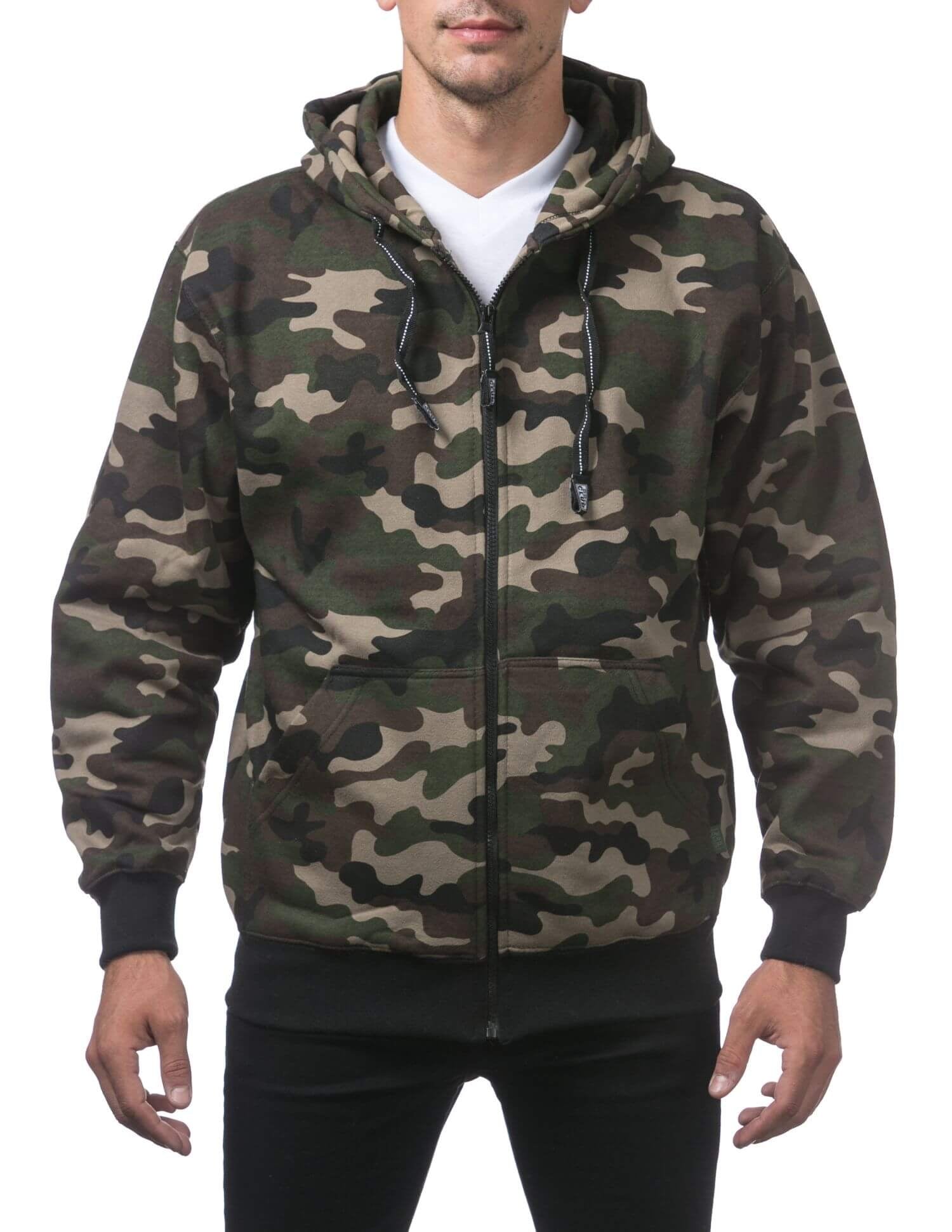Pro Club Heavyweight Full Zip Fleece Hoodie - Green Camo