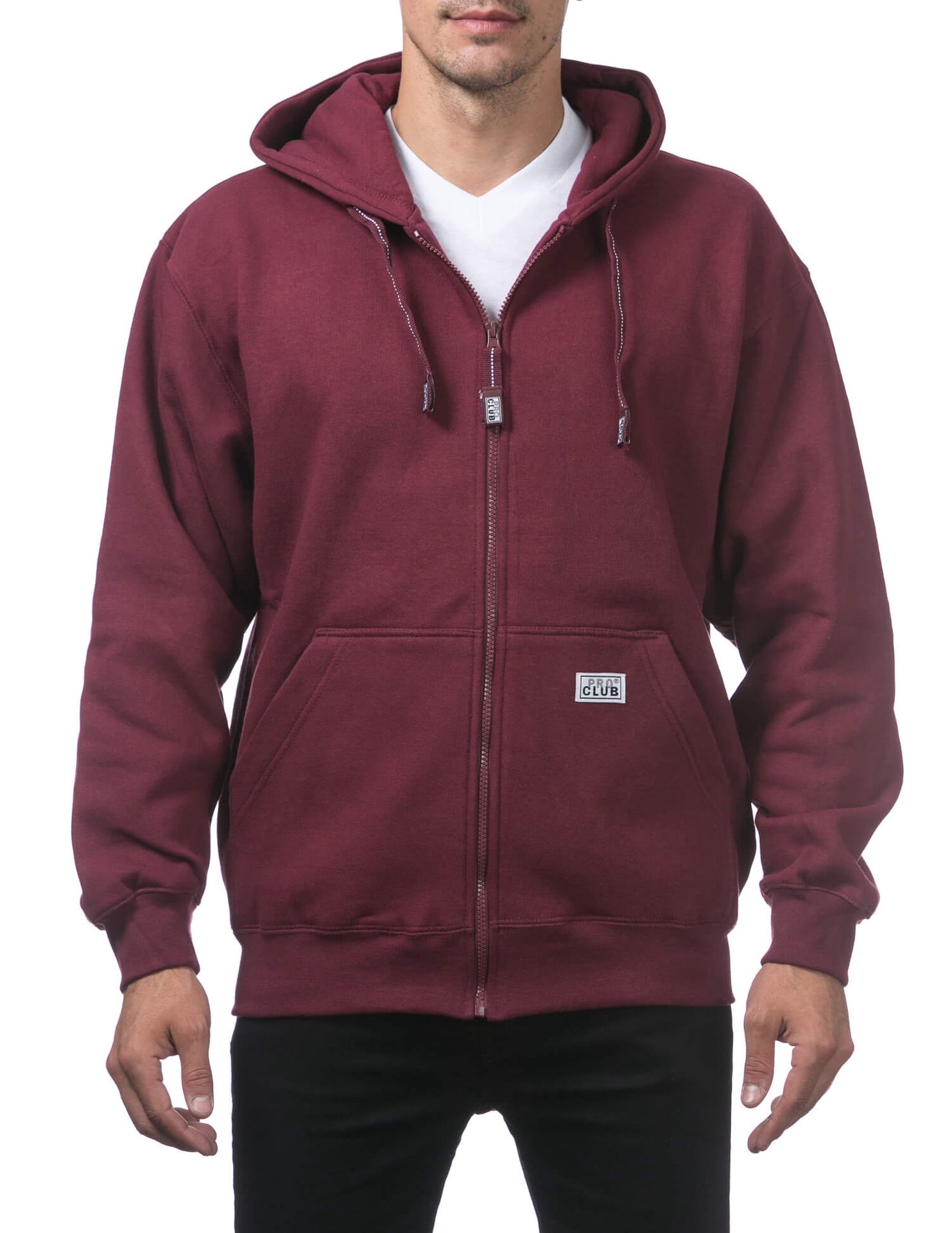 Pro Club Heavyweight Full Zip Fleece Hoodie - MAROON