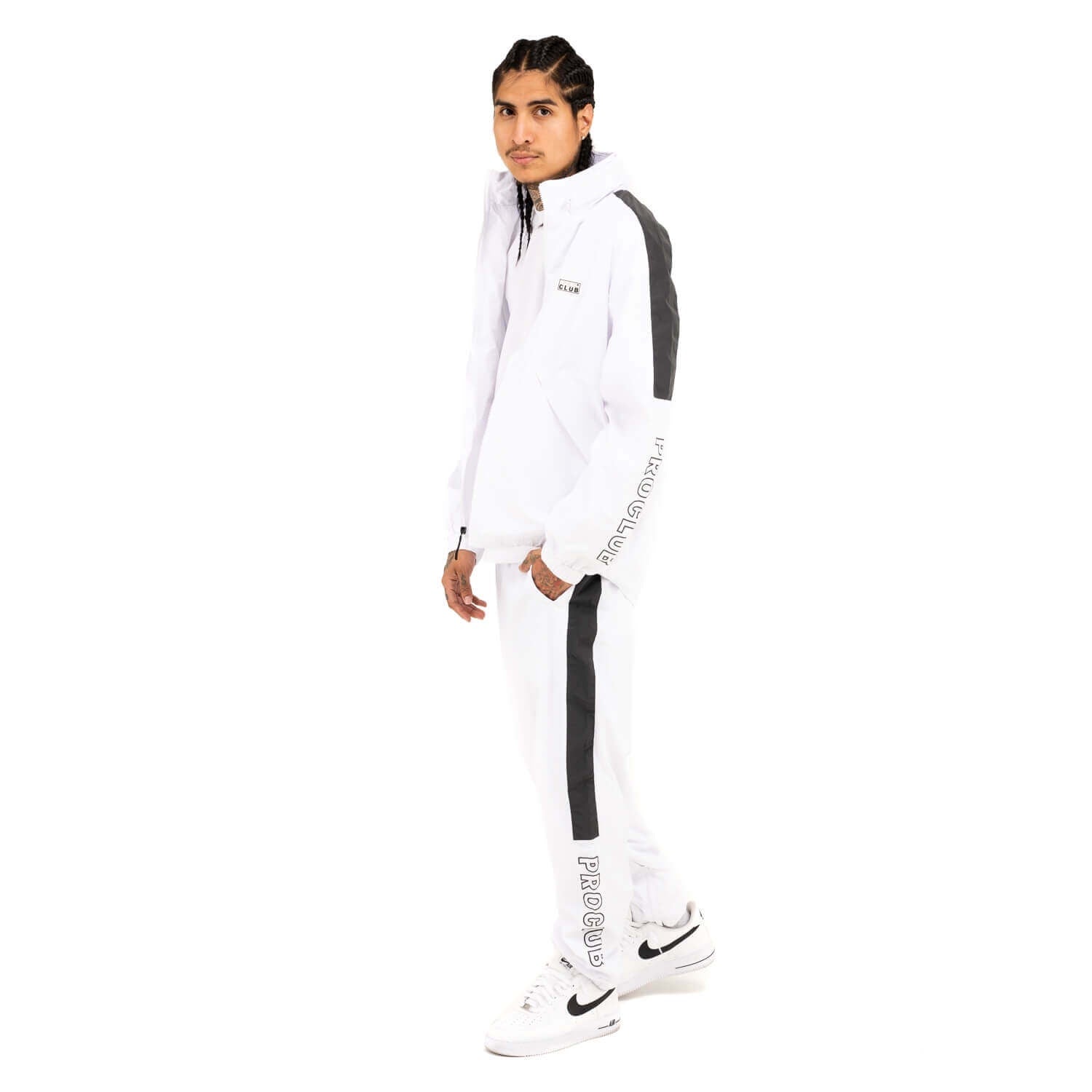 Pro Club Full Court Windbreaker Jacket - White/Black