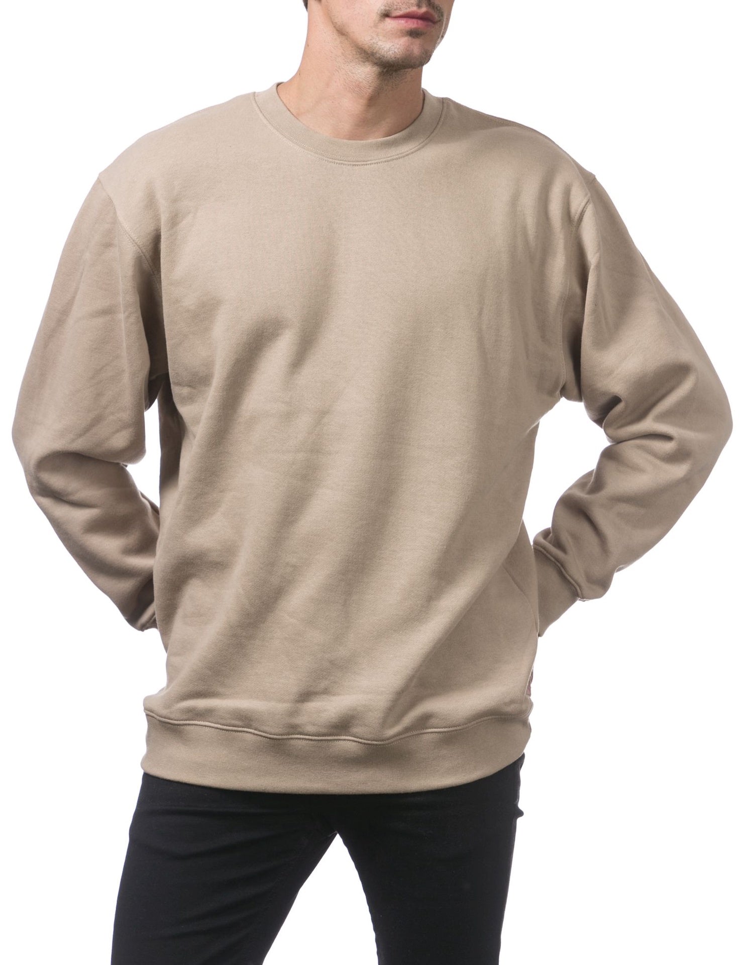 Pro Club Heavyweight Crew Neck Fleece Pullover Sweater (13oz) - KHAKI