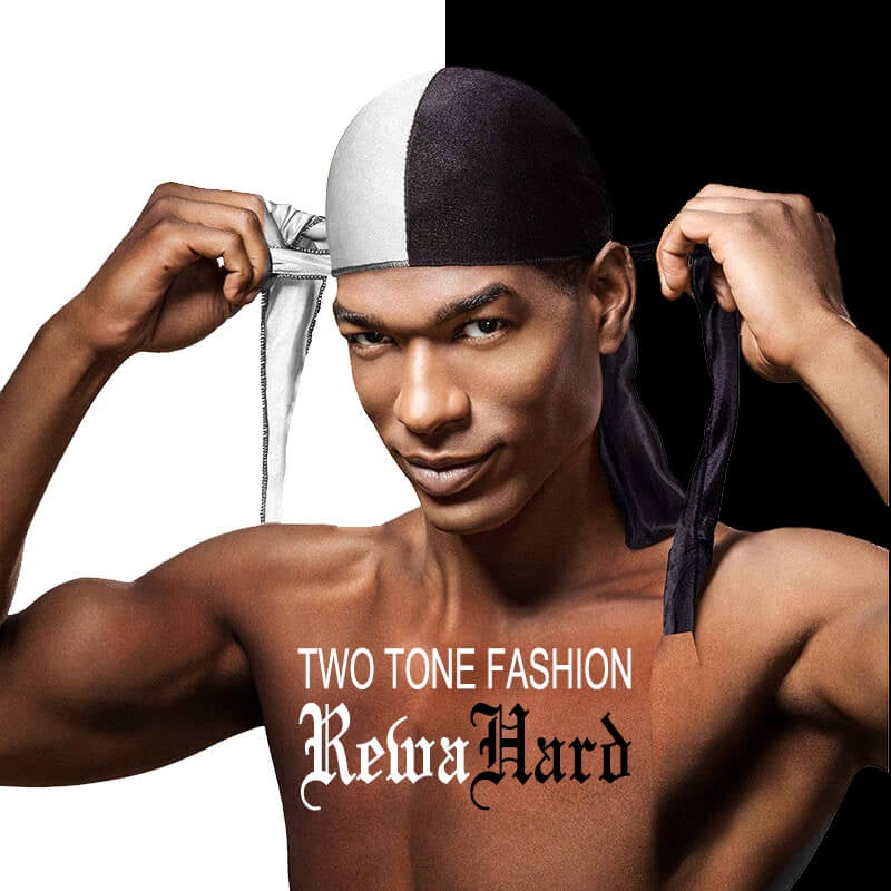 Rewahard Double Color Silky Durag - Black / White