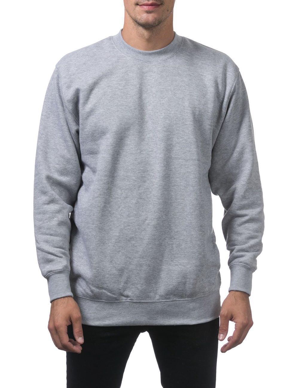 Pro Club Heavyweight Crew Neck Fleece Pullover Sweater (13oz) - GRAY