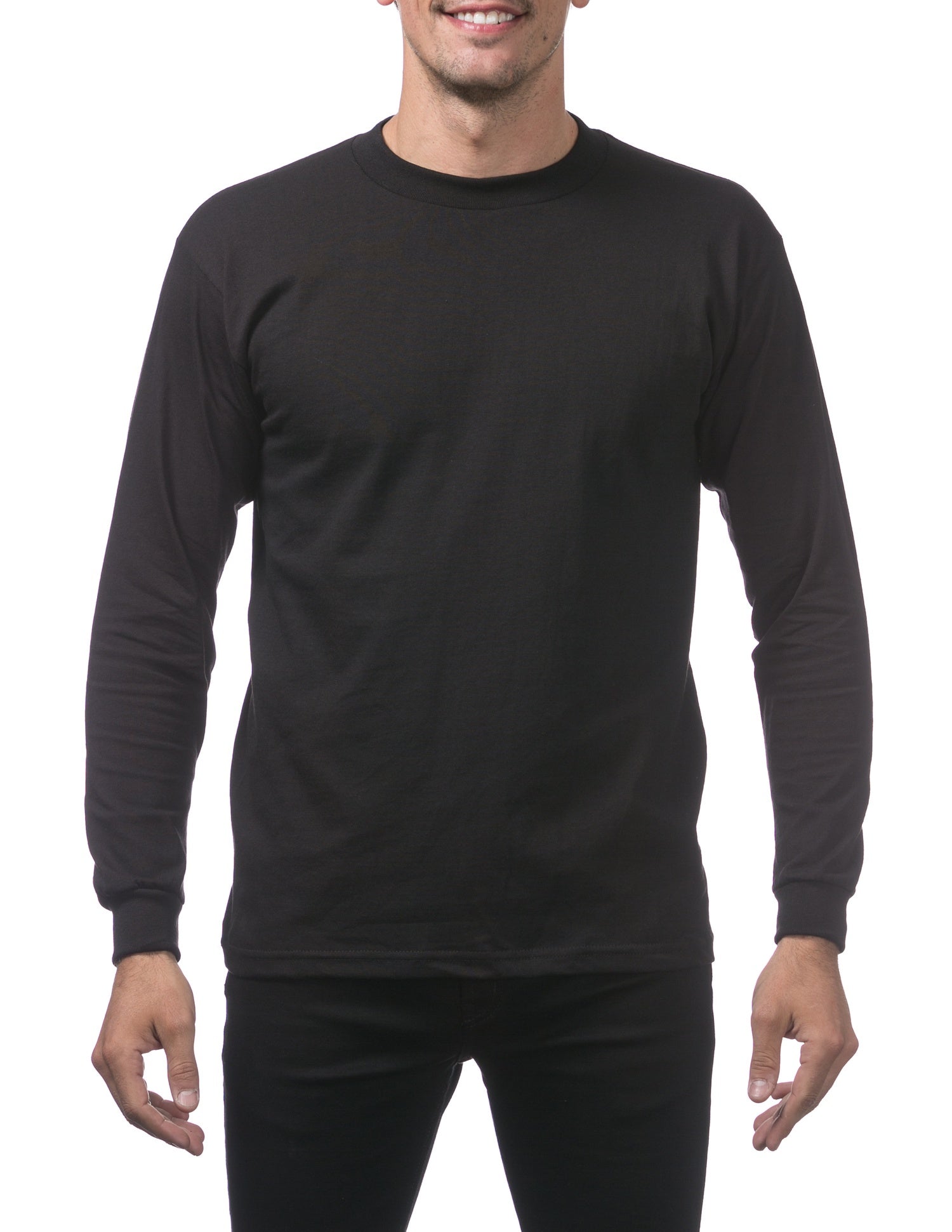 Pro Club Heavyweight Cotton Long Sleeve Crew Neck - BLACK