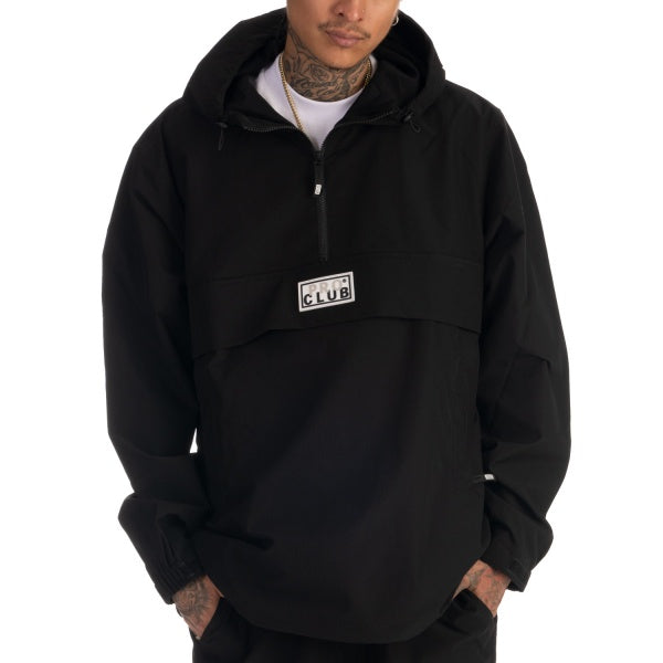 Pro Club Men's Nylon Anorak Pullover Jacket - Black