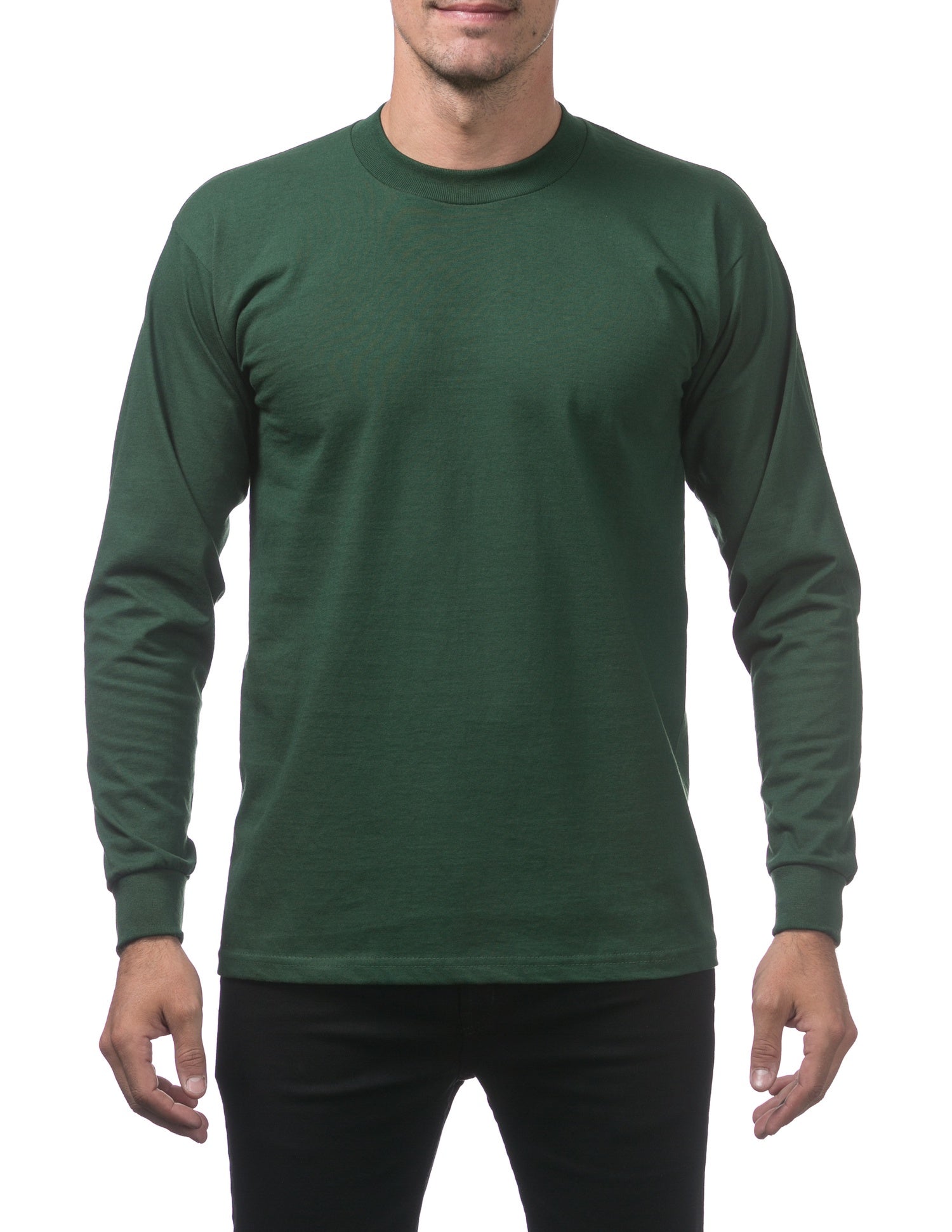 Pro Club Heavyweight Cotton Long Sleeve Crew Neck - FOREST GREEN