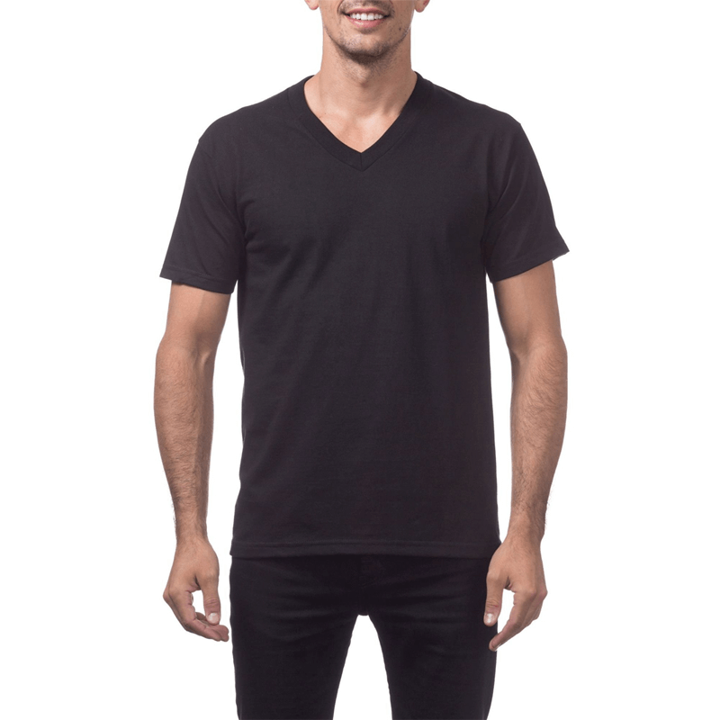 Pro Club Men's Heavyweight V-neck Tee - BLACK