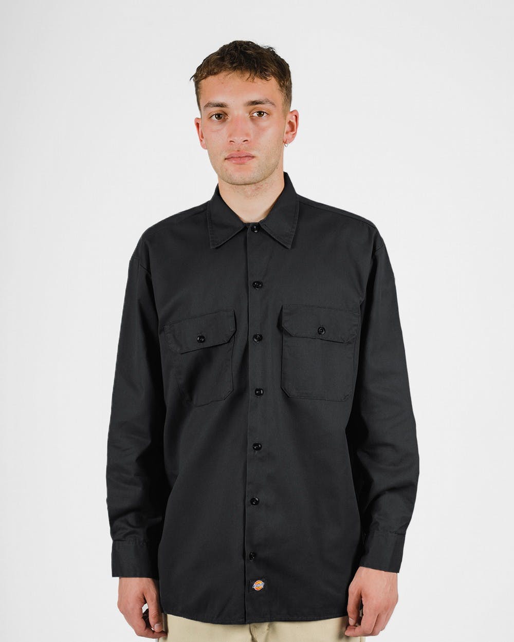 DICKIES –574 LONG SLEEVE WORK SHIRT - BLACK