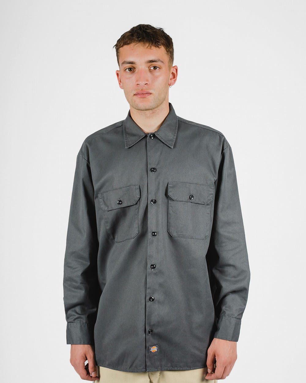 DICKIES –574 LONG SLEEVE WORK SHIRT - CHARCOAL