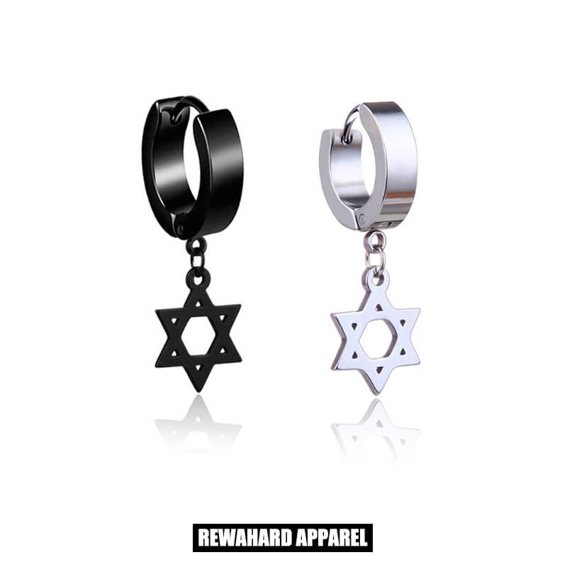 Coated Metal Surgical Steel Hexagrama Huggie Earrings
