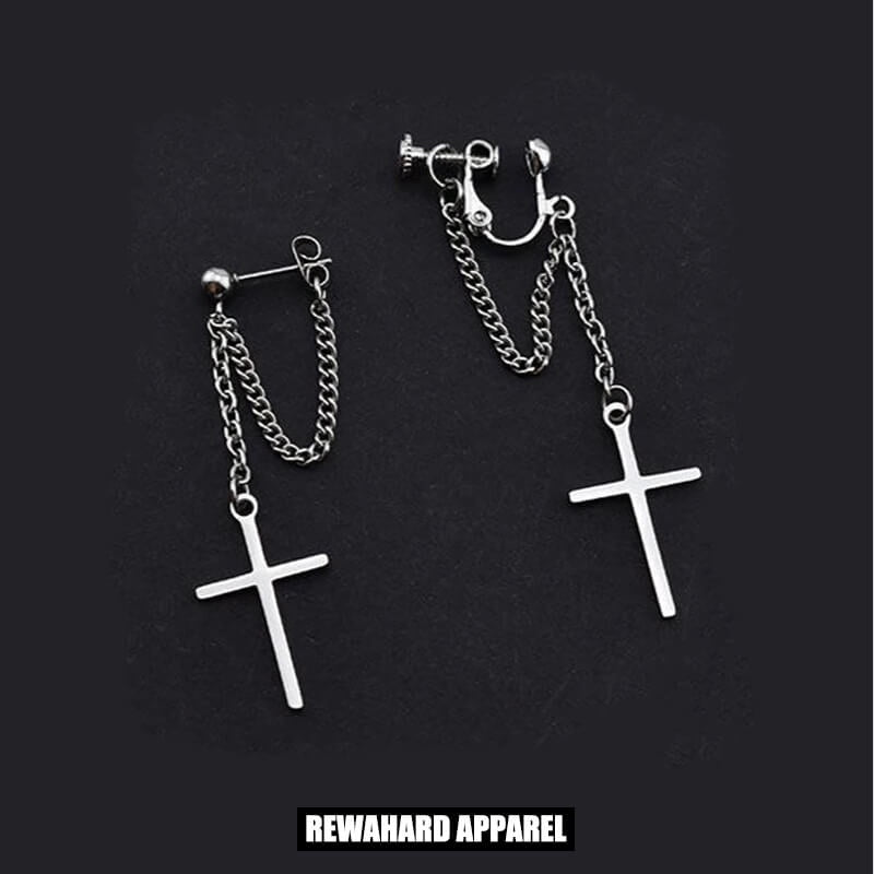 Coated Metal Surgical Steel Cross Earrings
