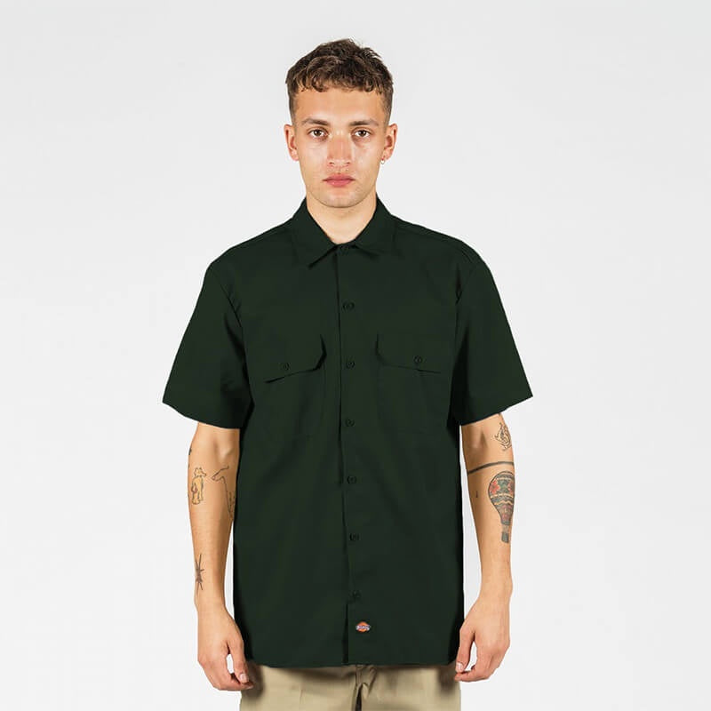 Dickies Mens Hunter Green Short Sleeve Work Shirt 1574GH