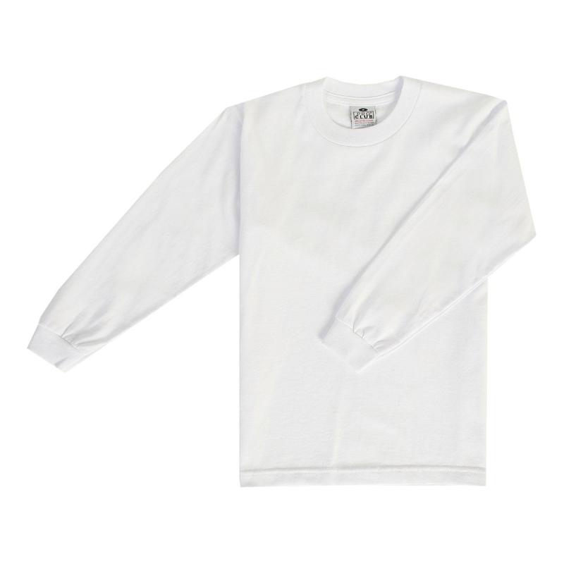 Pro Club Youth Long Sleeve Crew Neck Tee - White