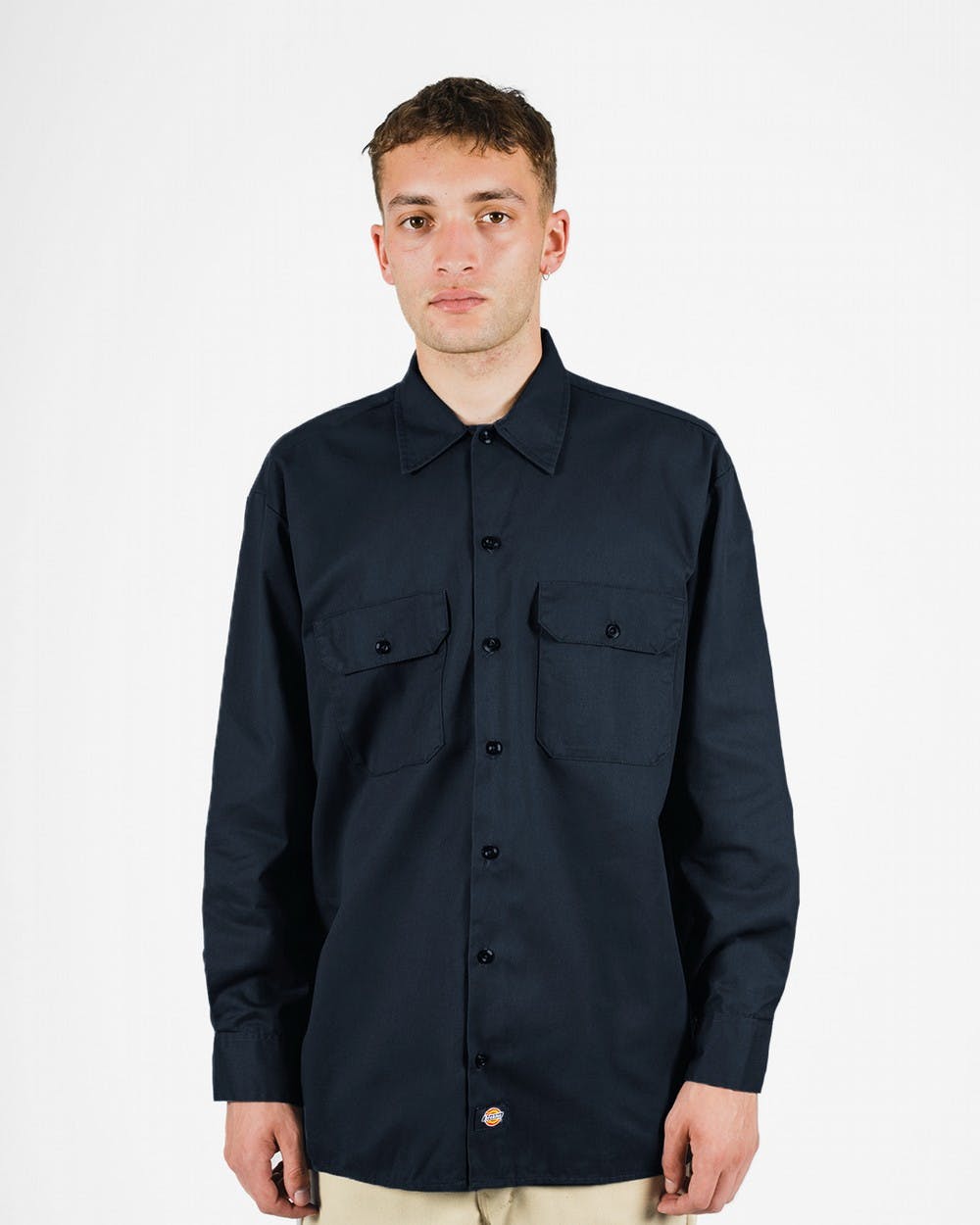 DICKIES –574 LONG SLEEVE WORK SHIRT - NAVY