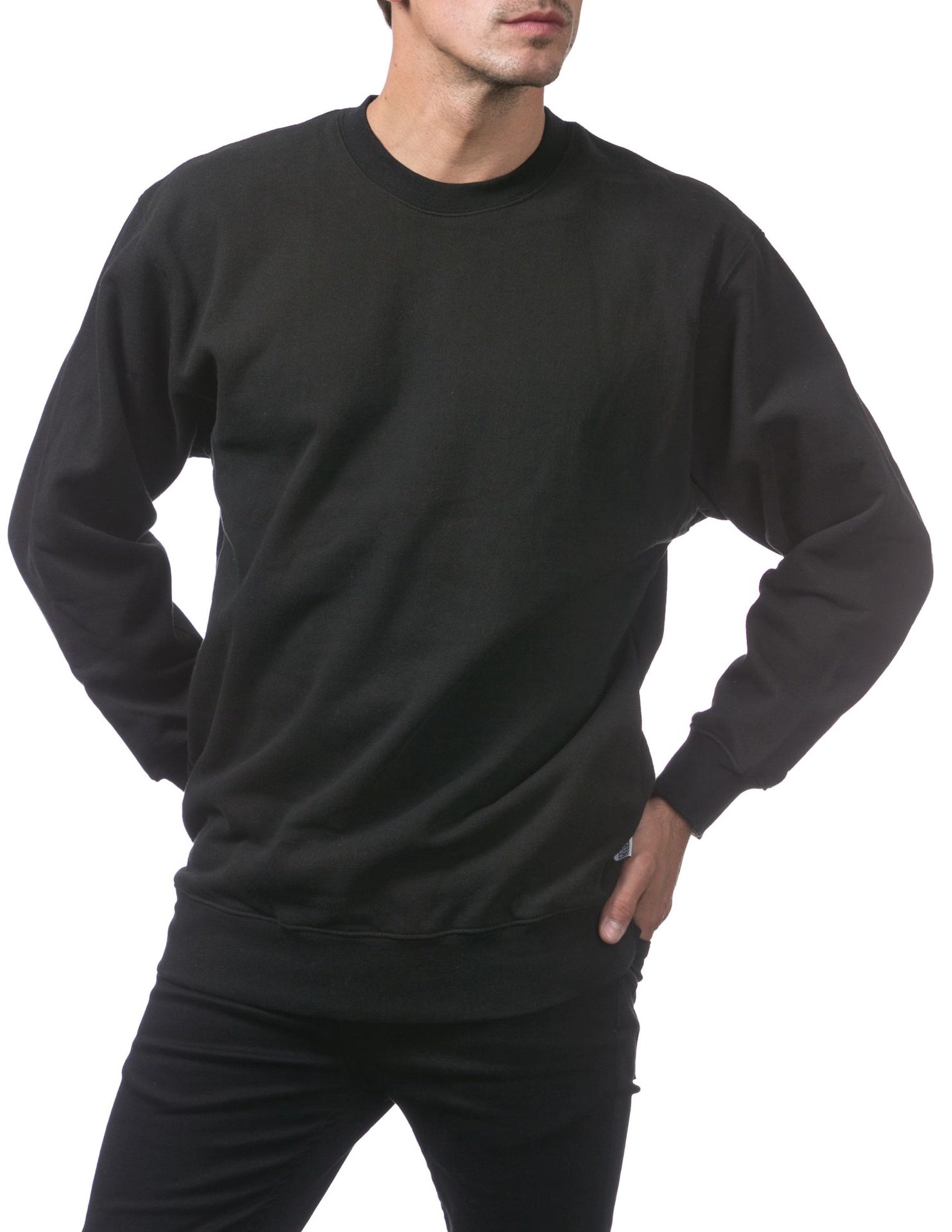 Pro Club Heavyweight Crew Neck Fleece Pullover Sweater (13oz) - BLACK