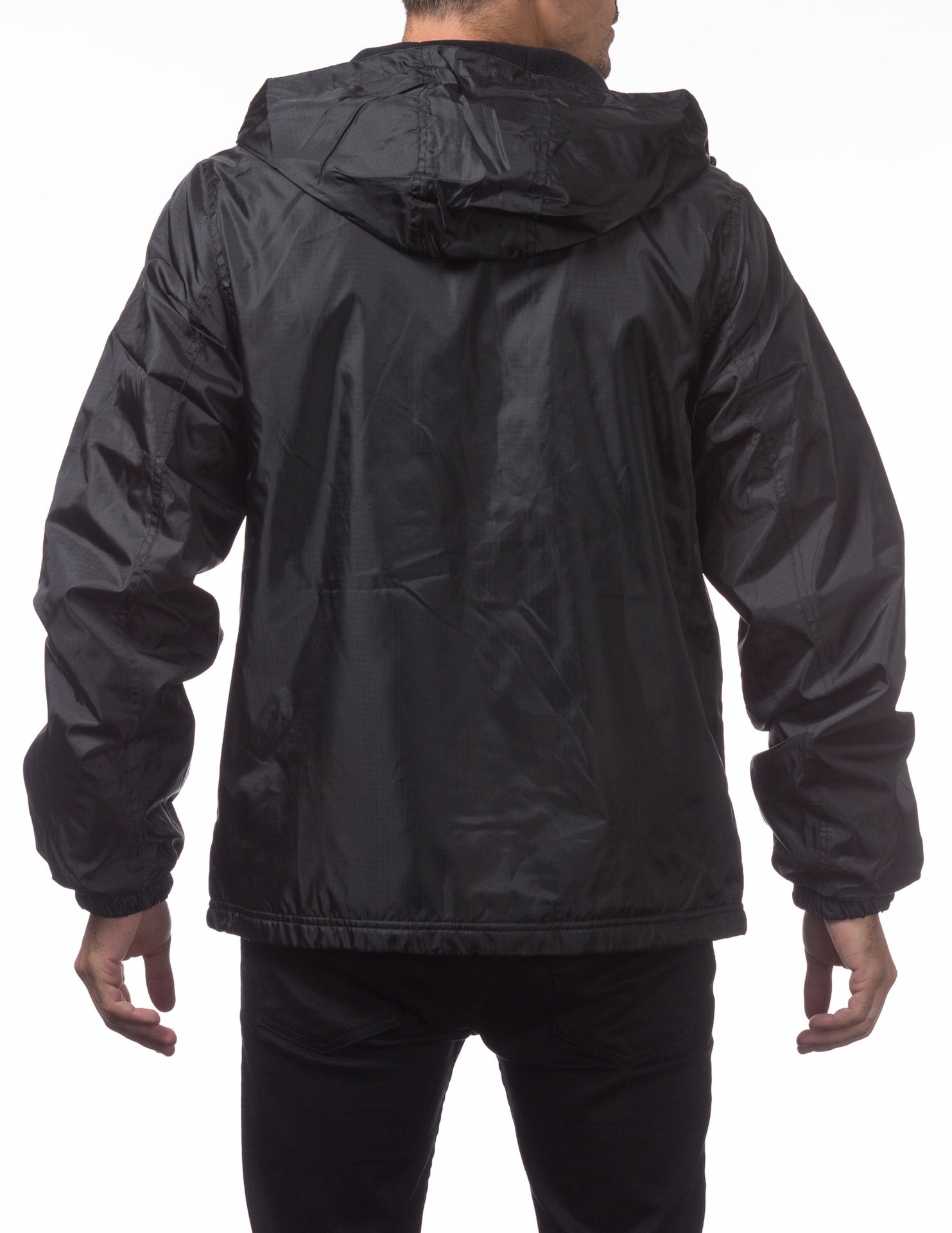 Pro Club Fleece Lined Windbreaker Jacket - BLACK