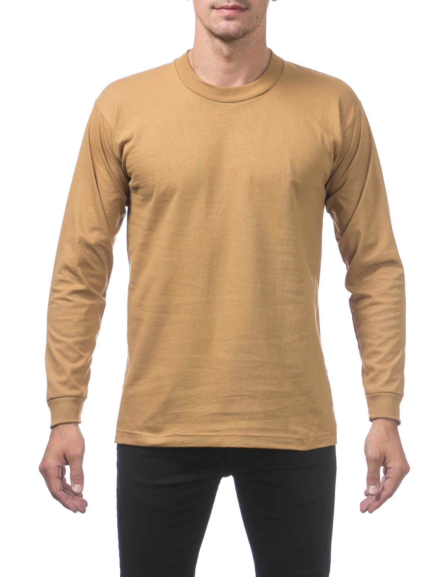 Pro Club Heavyweight Cotton Long Sleeve Crew Neck - MUSTARD