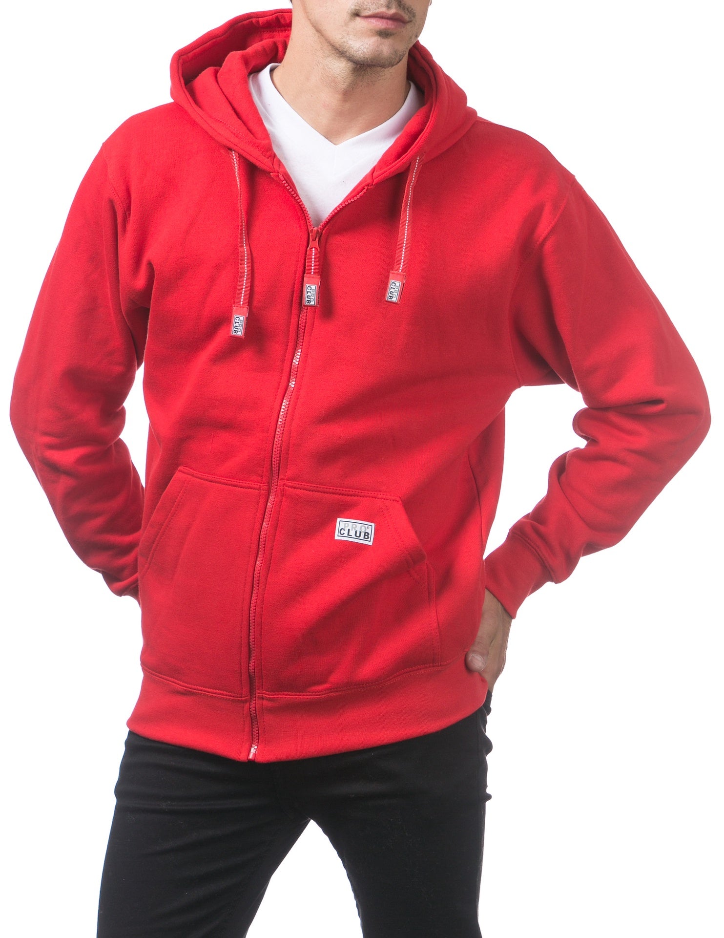 Pro Club Heavyweight Full Zip Fleece Hoodie - RED