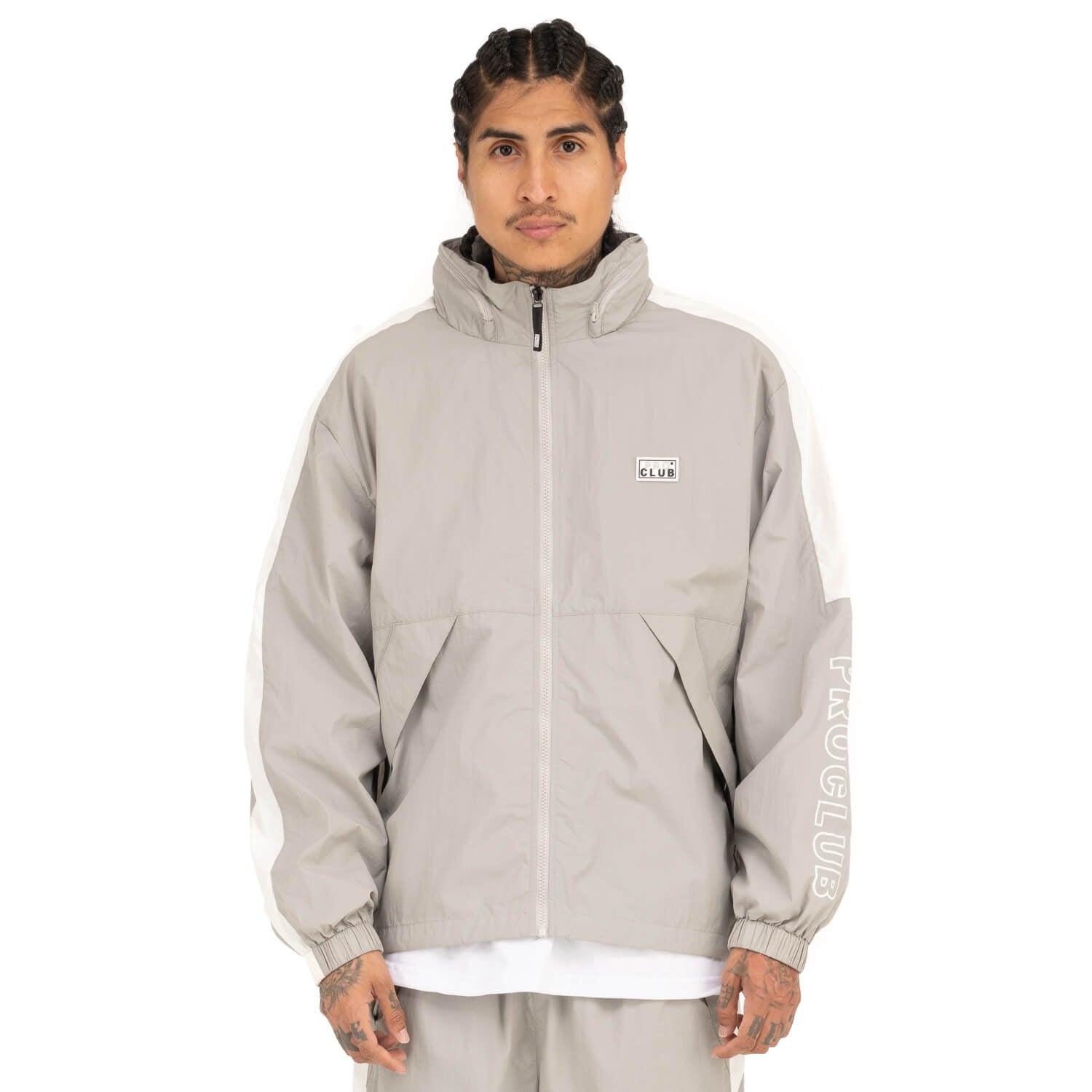 Pro Club Full Court Windbreaker Jacket - Gray/White