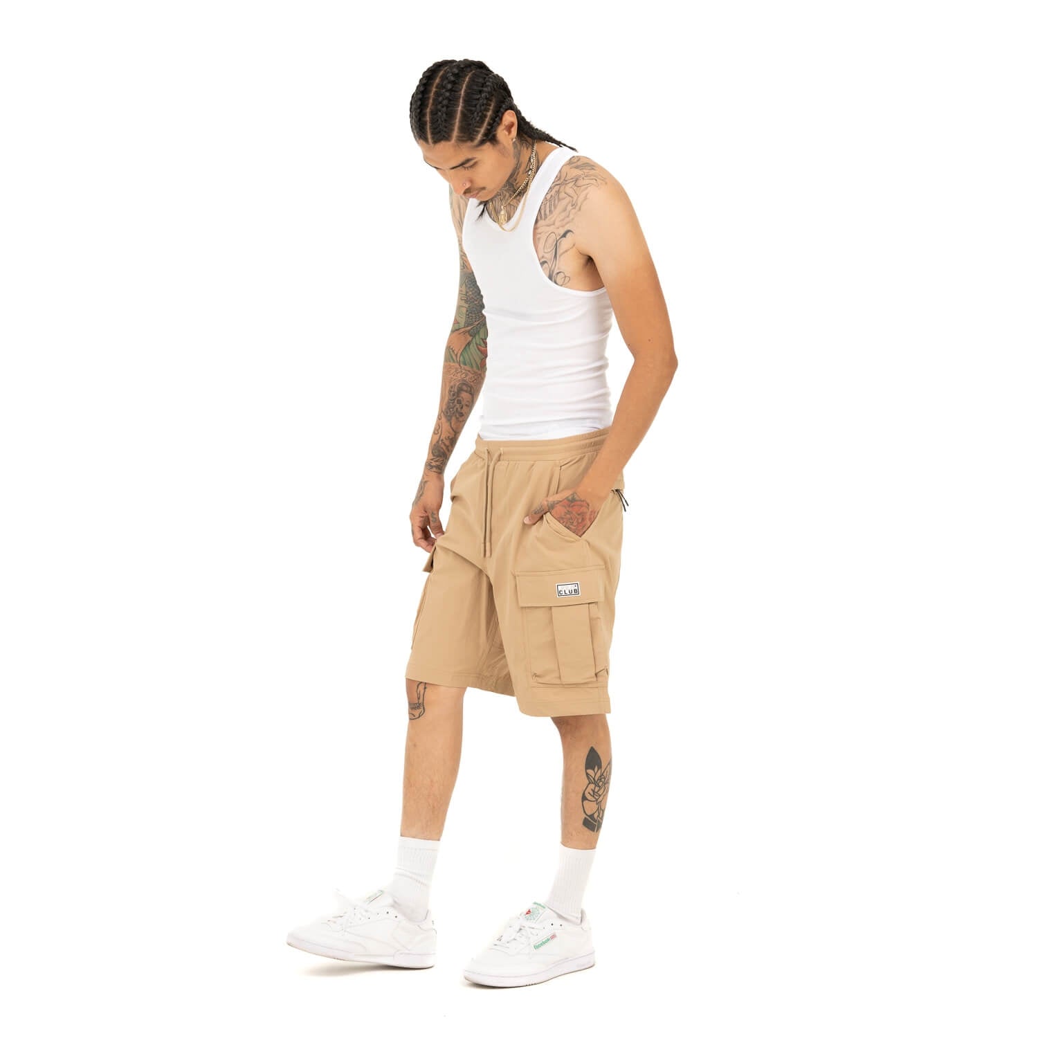 Pro Club Men's Comfort Stretch Nylon Cargo Short - 9 1/2 inch inseam - Khaki