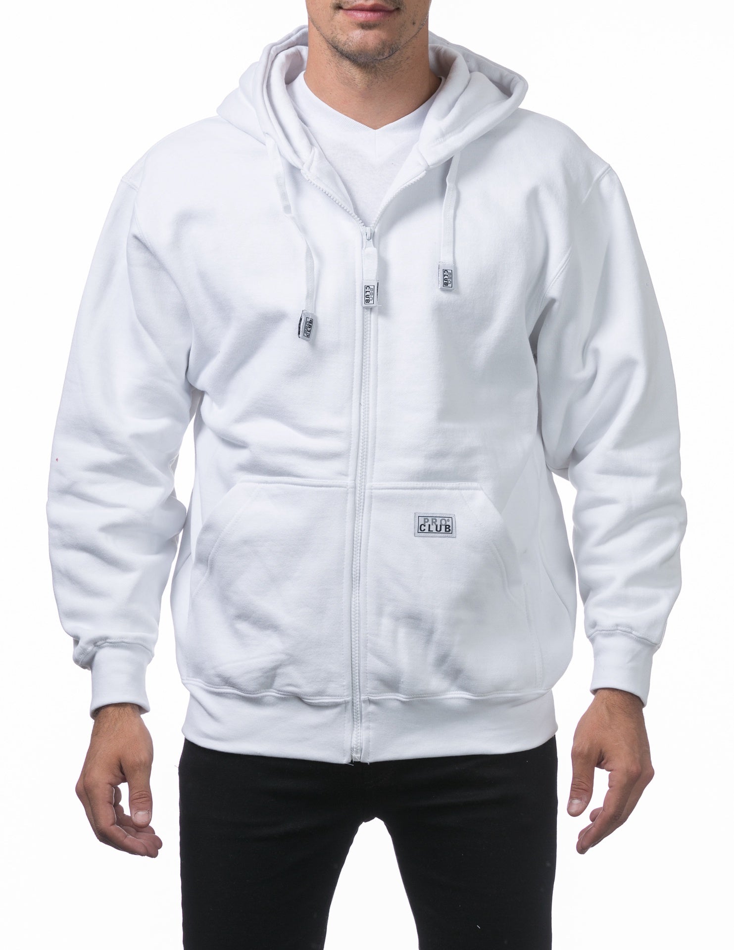 Pro Club Heavyweight Full Zip Fleece Hoodie - WHITE