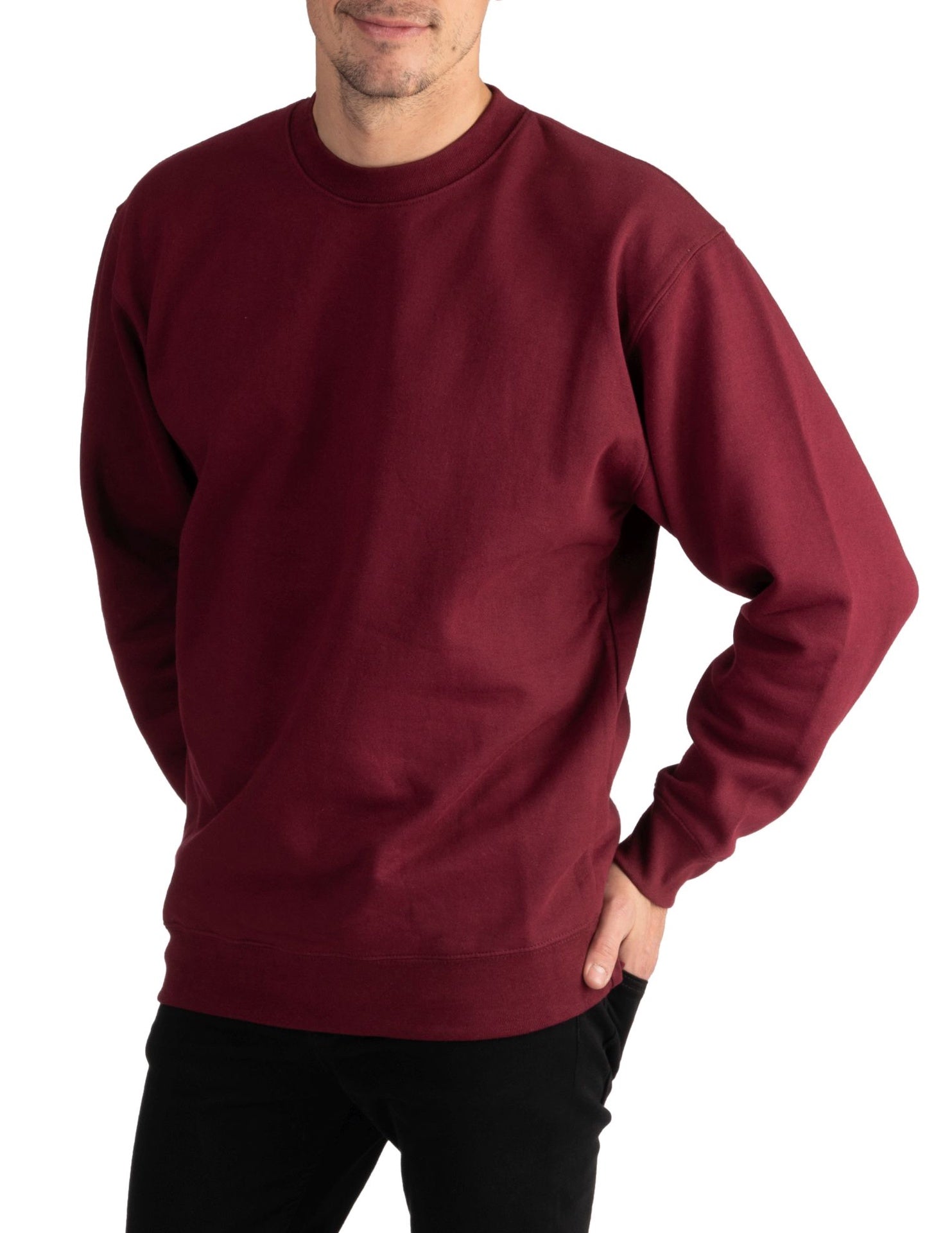 Pro Club Heavyweight Crew Neck Fleece Pullover Sweater (13oz) - MAROON