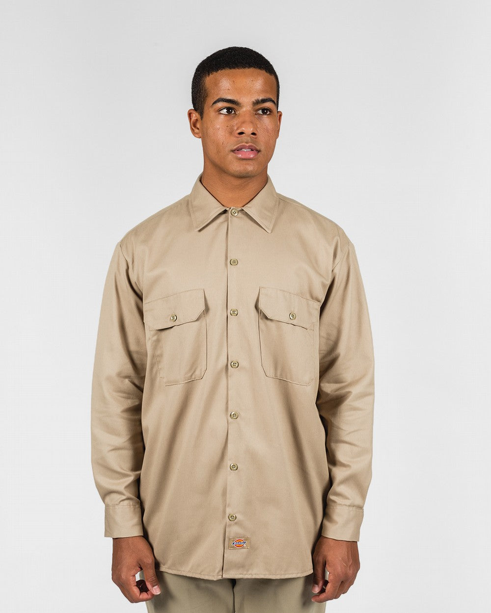 DICKIES –574 LONG SLEEVE WORK SHIRT - KHAKI