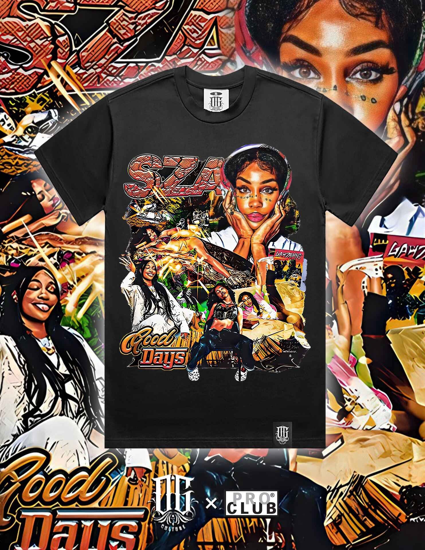 OG Culture X Pro Club Digital Printed Heavyweight Tee - SZA Collage