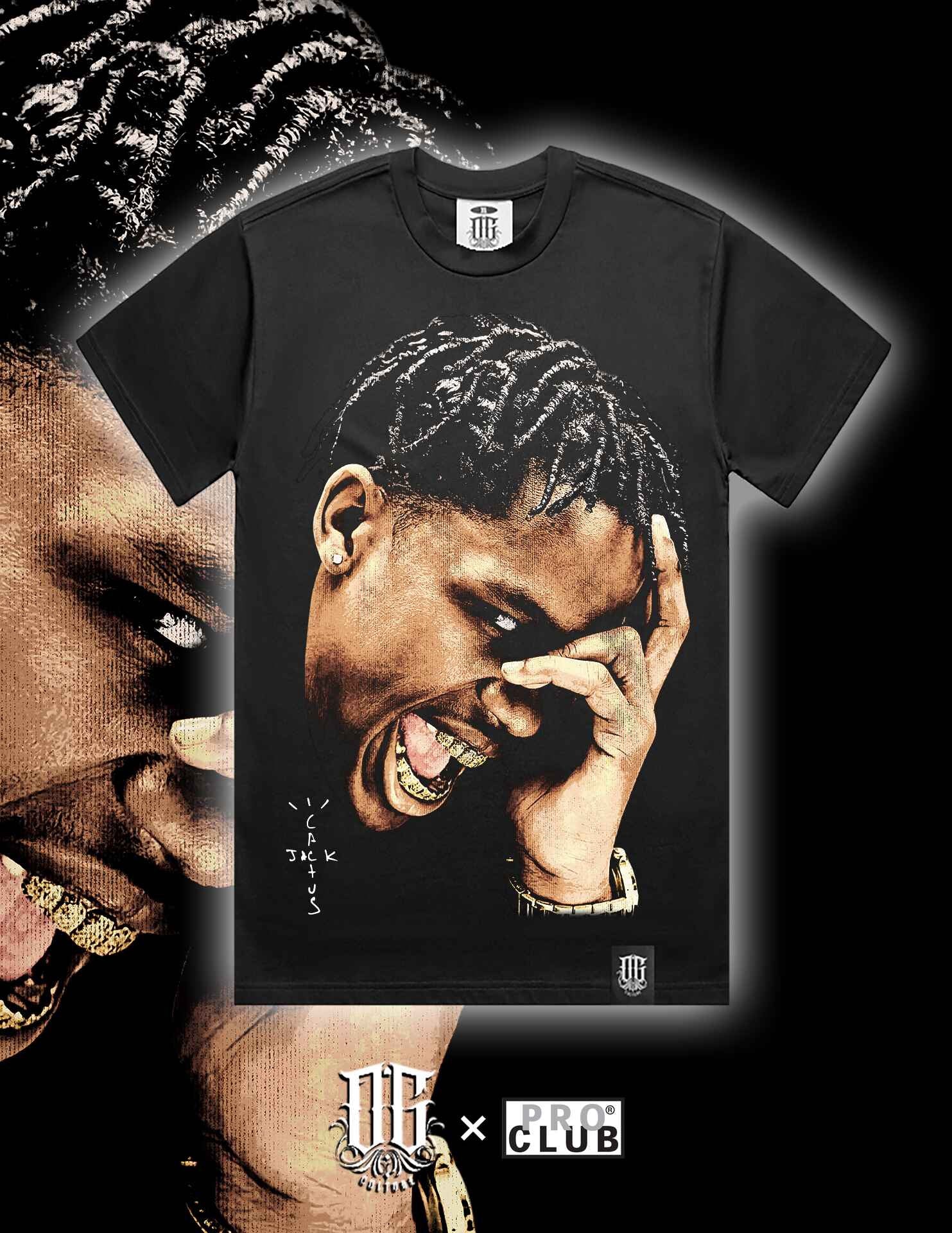 OG Culture X Pro Club Digital Printed Heavyweight Tee - Travis Scott Portrait