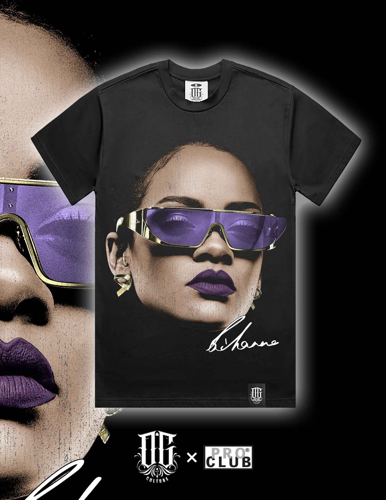 OG Culture X Pro Club Digital Printed Heavyweight Tee - Rihanna Portrait